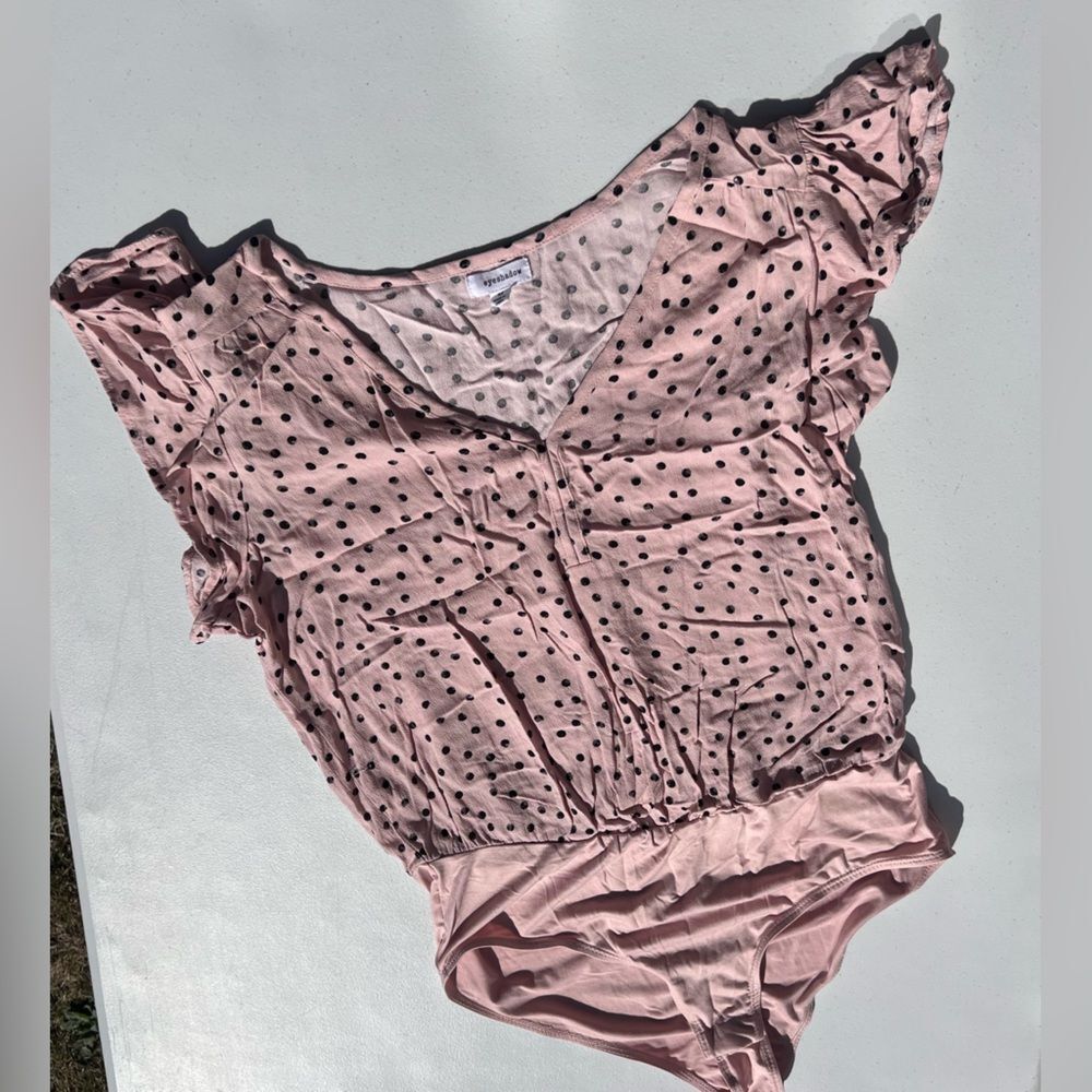 Eyeshadow Blush Bodysuit with Black Dots